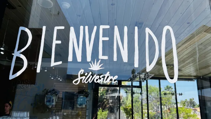 «Bienvenido» (welcome) sign on the Silvestre window